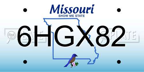 6HGX82 Missouri License Plate