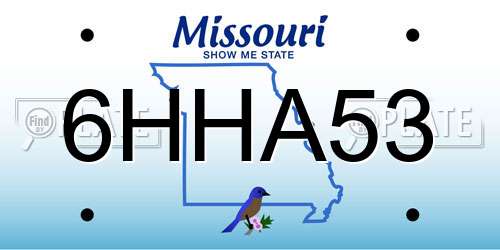 6HHA53 Missouri License Plate