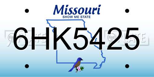 6HK5425 Missouri License Plate