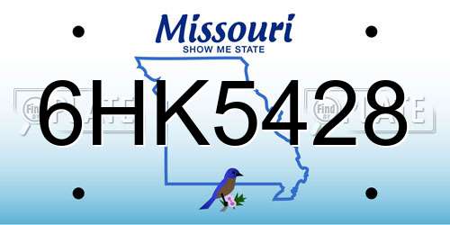 6HK5428 Missouri License Plate