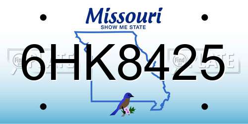 6HK8425 Missouri License Plate