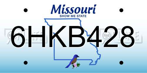 6HKB428 Missouri License Plate