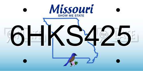 6HKS425 Missouri License Plate