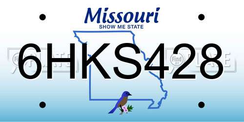 6HKS428 Missouri License Plate
