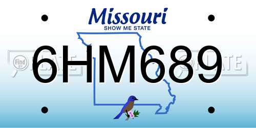 6HM689 Missouri License Plate