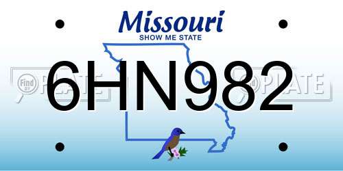 6HN982 Missouri License Plate