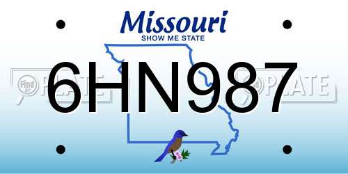 6HN987 Missouri License Plate