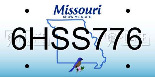 6HSS776 Missouri License Plate