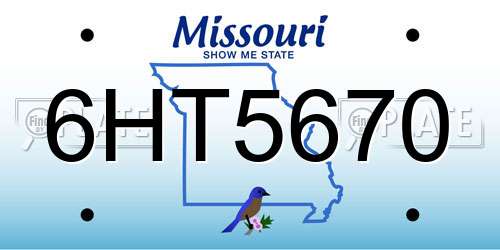 6HT5670 Missouri License Plate