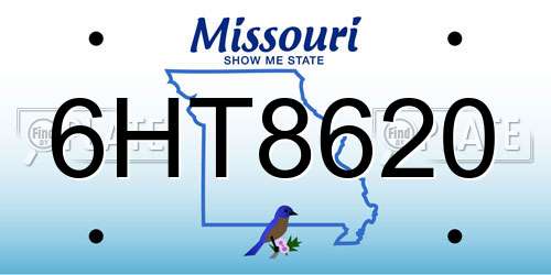 6HT8620 Missouri License Plate