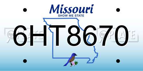 6HT8670 Missouri License Plate