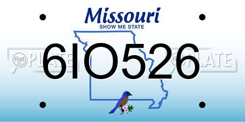 6IO526 Missouri License Plate