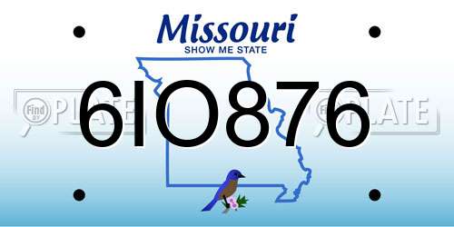 6IO876 Missouri License Plate