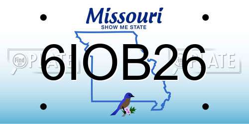 6IOB26 Missouri License Plate