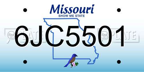 6JC5501 Missouri License Plate