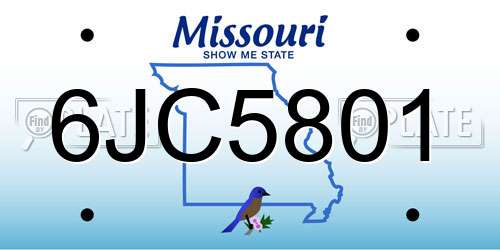 6JC5801 Missouri License Plate