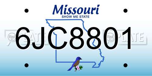 6JC8801 Missouri License Plate