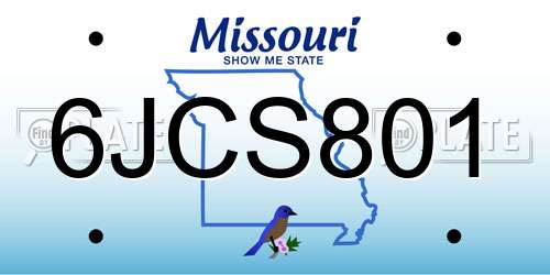 6JCS801 Missouri License Plate