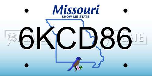 6KCD86 Missouri License Plate