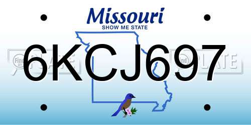6KCJ697 Missouri License Plate