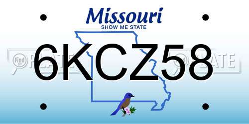 6KCZ58 Missouri License Plate