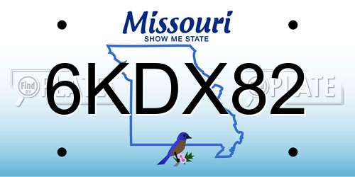 6KDX82 Missouri License Plate