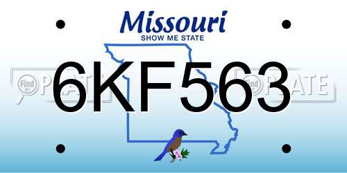 6KF563 Missouri License Plate