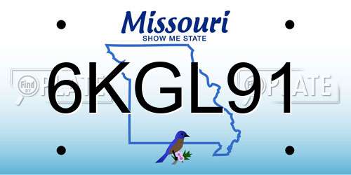6KGL91 Missouri License Plate