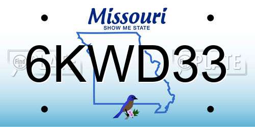 6KWD33 Missouri License Plate