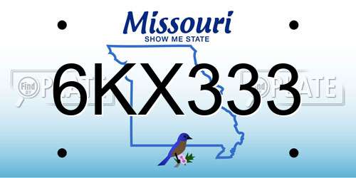 6KX333 Missouri License Plate