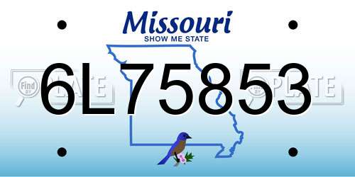 6L75853 Missouri License Plate