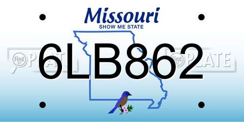 6LB862 Missouri License Plate