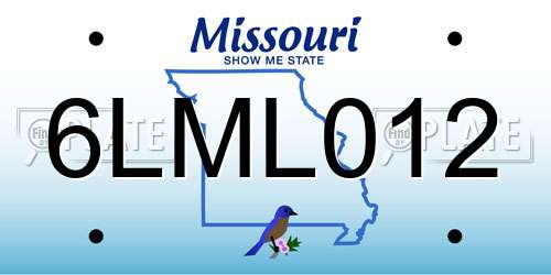 6LML012 Missouri License Plate