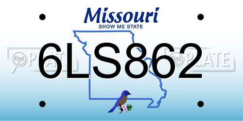 6LS862 Missouri License Plate