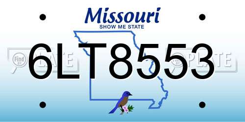 6LT8553 Missouri License Plate