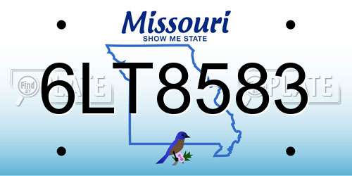 6LT8583 Missouri License Plate