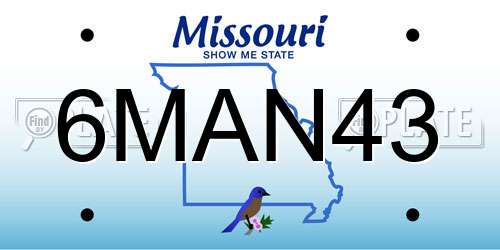 6MAN43 Missouri License Plate