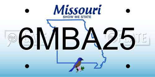 6MBA25 Missouri License Plate
