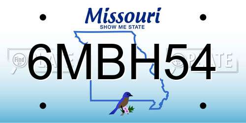 6MBH54 Missouri License Plate
