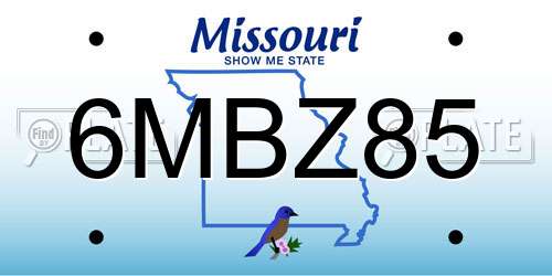 6MBZ85 Missouri License Plate
