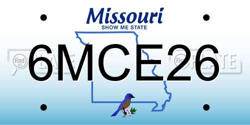 6MCE26 Missouri License Plate