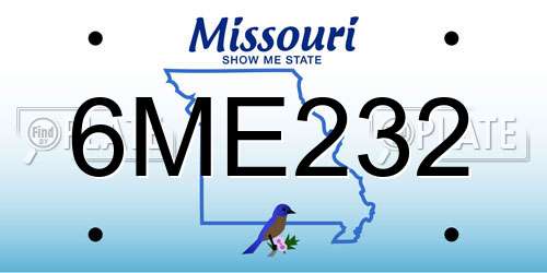 6ME232 Missouri License Plate