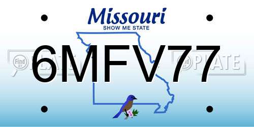 6MFV77 Missouri License Plate