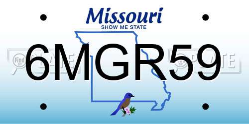 6MGR59 Missouri License Plate