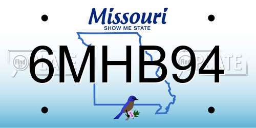 6MHB94 Missouri License Plate
