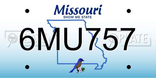 6MU757 Missouri License Plate
