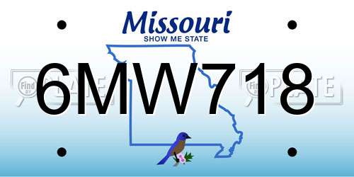 6MW718 Missouri License Plate