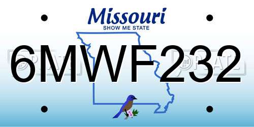 6MWF232 Missouri License Plate