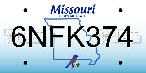 6NFK374 Missouri License Plate