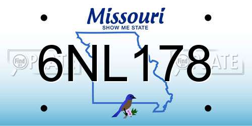 6NL178 Missouri License Plate